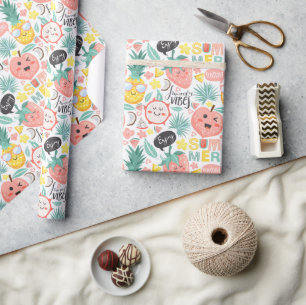 Tropical Fruit Summer Vibes Wrapping Paper