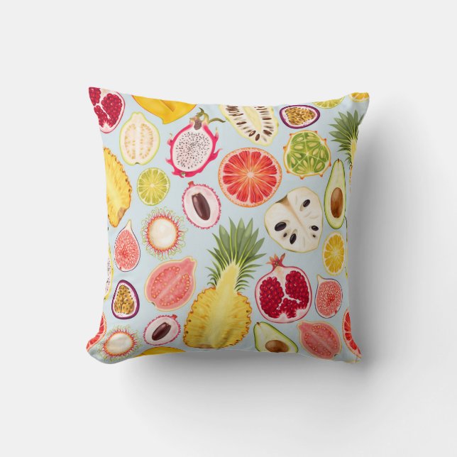 Tropical Fruit Throw Pillow (Front)