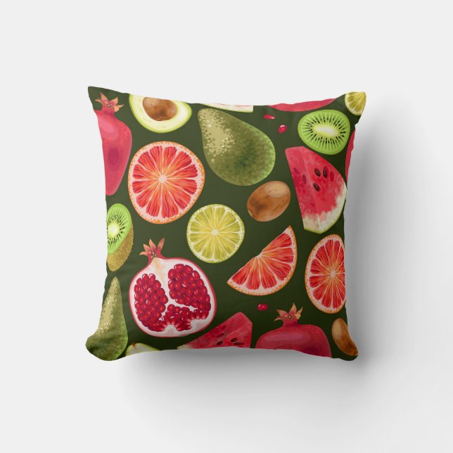 Tropical Fruit Throw Pillow (Front)