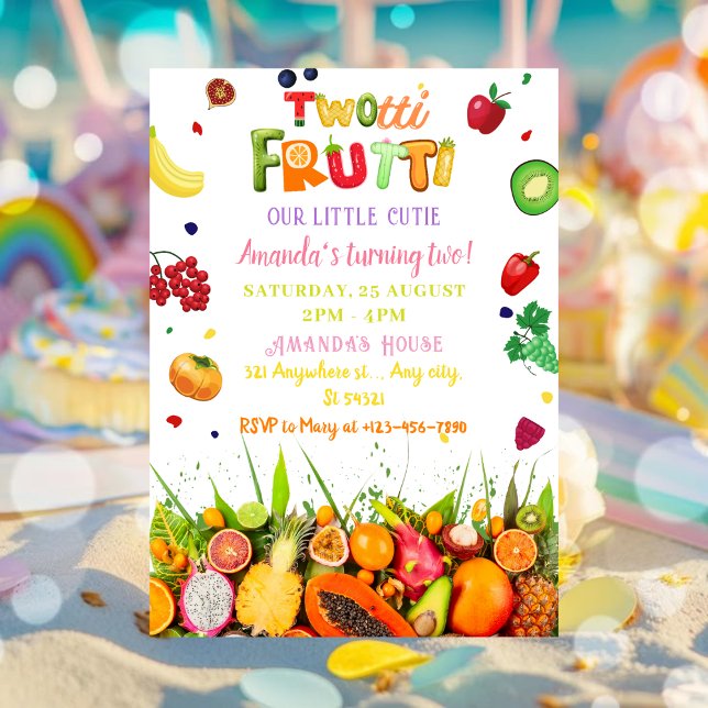 Tropical Fruit Twotti Frutti Birthday Invitation (Creator Uploaded)
