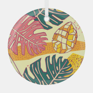 Tropical Fruit: Vibrant Pattern Design Glass Tree Decoration