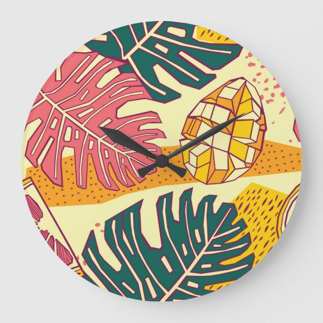 Tropical Fruit: Vibrant Pattern Design Large Clock (Front)