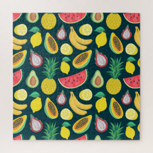 Tropical Fruit Vintage Pattern Bliss Jigsaw Puzzle