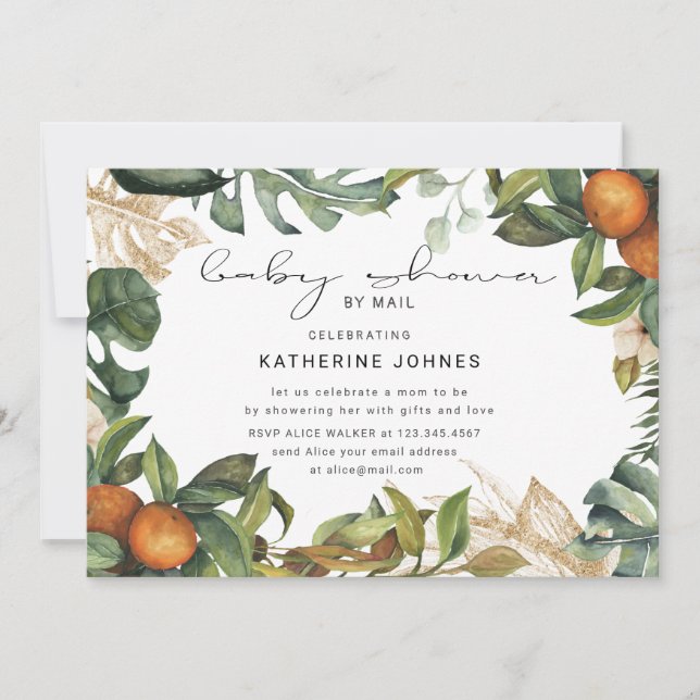 tropical fruit virtual baby shower invitation (Front)