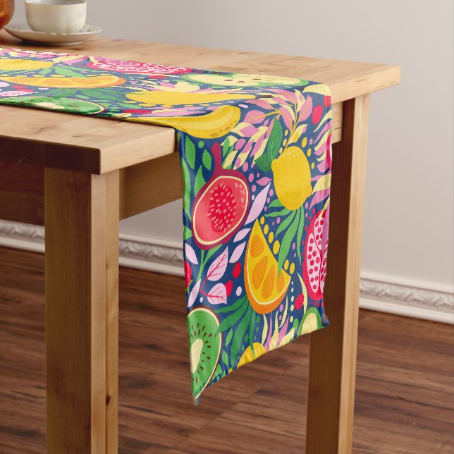 Tropical Fruit  Watercolor Summer Pattern Short Table Runner (In Situ)