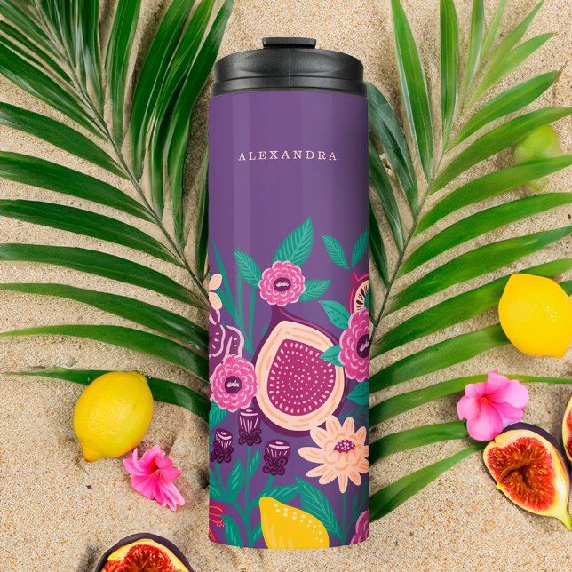 Tropical Fruit & Wildflowers Botanical Violet Thermal Tumbler (Tropical Fruit & Wildflowers Botanical Violet Thermal Tumbler)