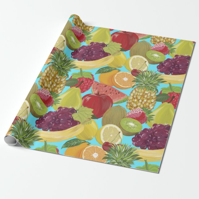 Tropical Fruit Wrapping Paper (Unrolled)