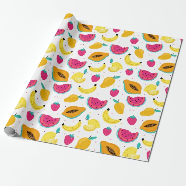 Tropical Fruit Wrapping Paper (Unrolled)