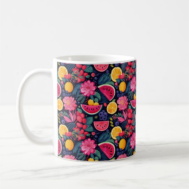 Tropical Fruits and Flowers Coffee Mug (Left)