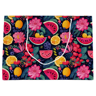 Tropical Fruits and Flowers Large Gift Bag