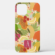 Tropical Fruits and Leaves Pattern Monogram