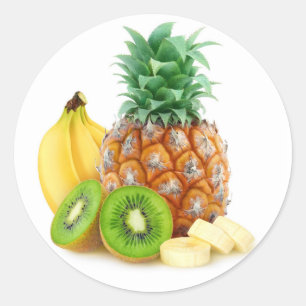 Tropical fruits classic round sticker