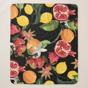 Tropical Fruits: Exotic Seamless Background Sherpa Blanket
