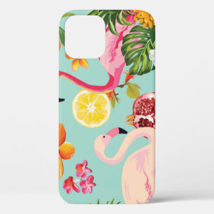 Tropical Fruits Flamingo Vintage Pattern iPhone 12 Case