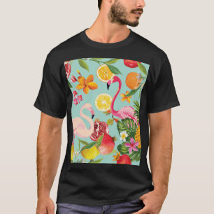 Tropical Fruits Flamingo Vintage Pattern T-Shirt