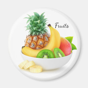 Tropical fruits in a bowl magnet