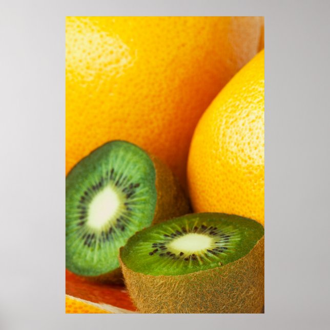 Tropical fruits: kiwi and grapefruit poster (Front)