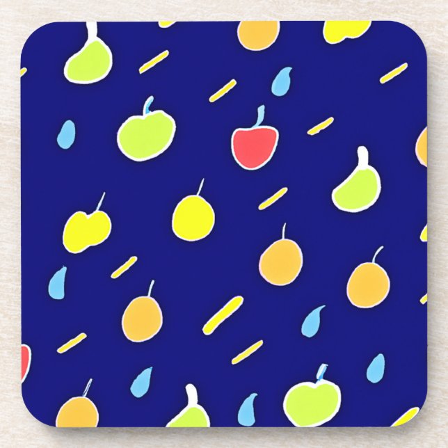 Tropical Fruits Neon Colours Pattern Coaster (Front)