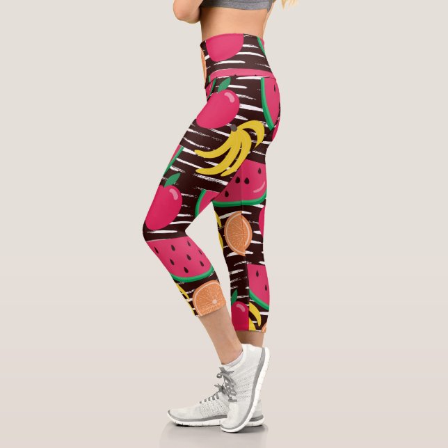 Tropical Fruits Pattern Capri Leggings (Left)