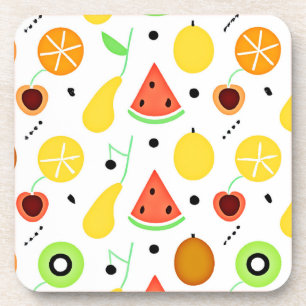 Tropical Fruits Pattern Design Coaster