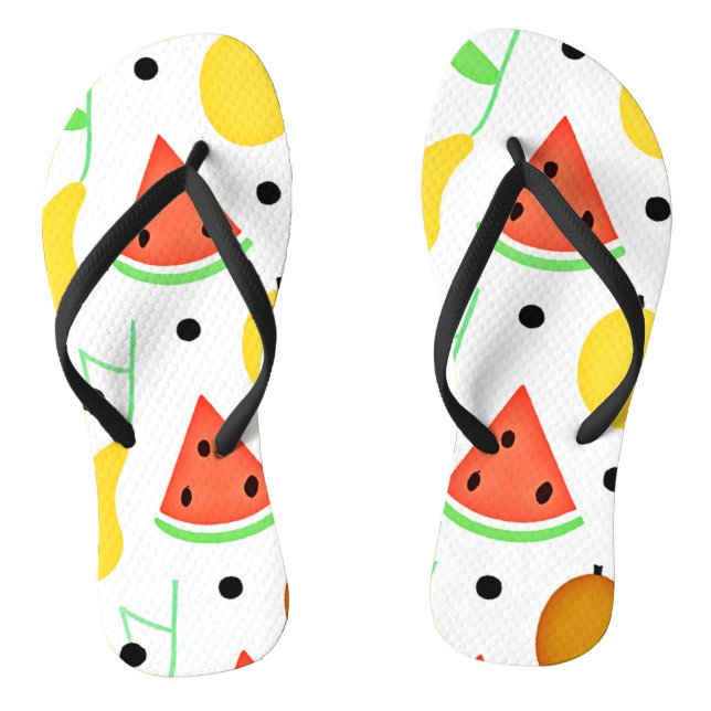 Tropical Fruits Pattern Design Flip Flops (Footbed)