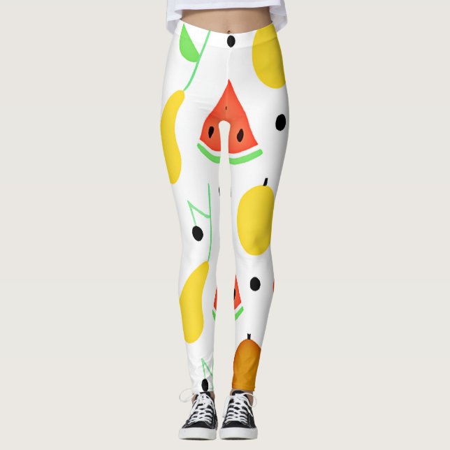 Tropical Fruits Pattern Design Leggings (Front)