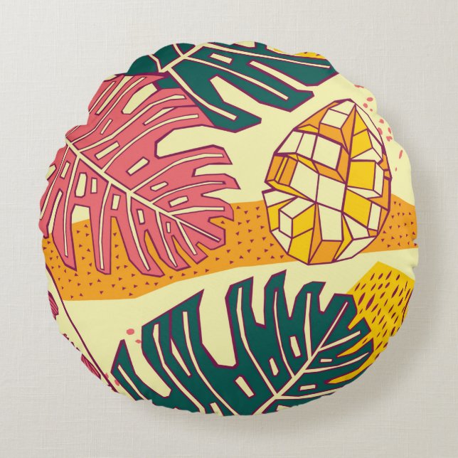 Tropical fruits,pattern design round cushion (Front)