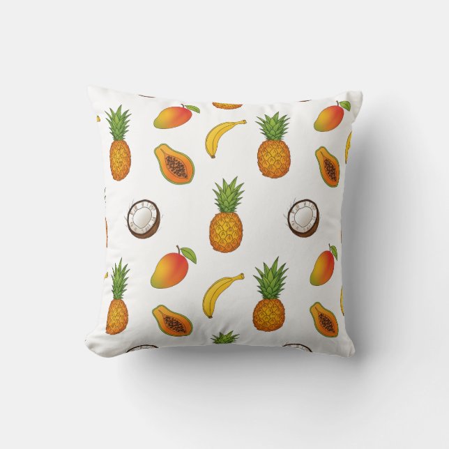 Tropical Fruits Pattern – Exotic Summer Design Cushion (Front)