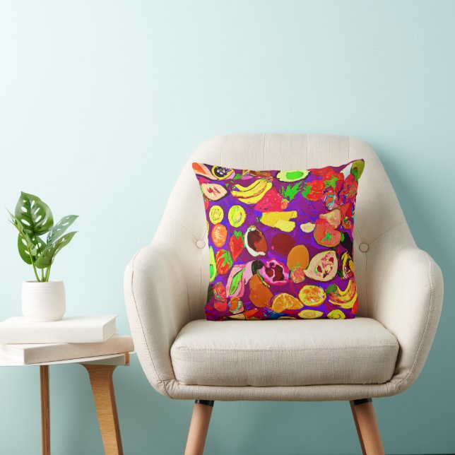 Tropical Fruits Patterns Painting Art. Buy Now Cushion (Chair)