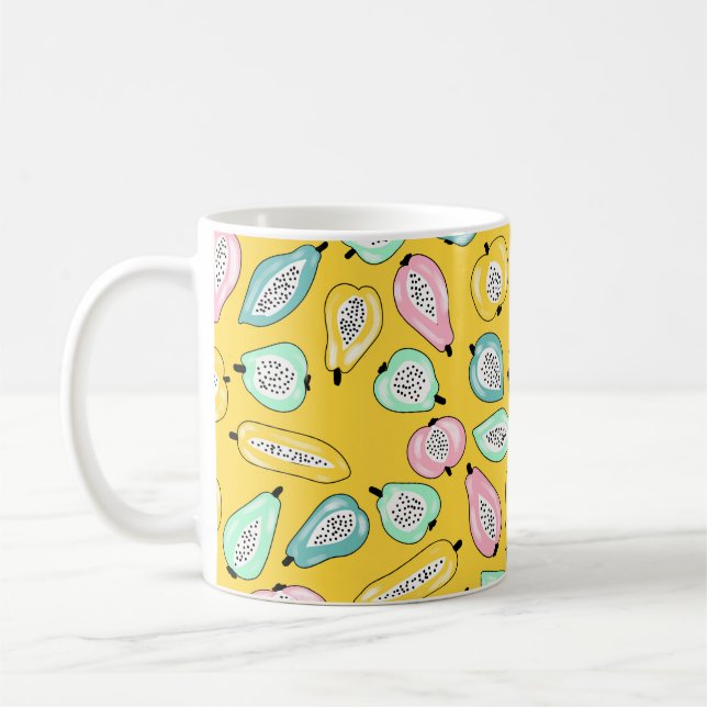 Tropical fruits print pattern illustration coffee mug (Left)