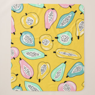 Tropical fruits print pattern illustration sherpa blanket
