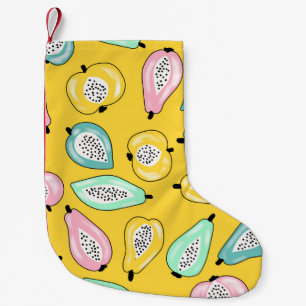 Tropical fruits print pattern illustration small christmas stocking