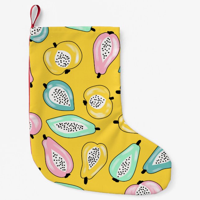 Tropical fruits print pattern illustration small christmas stocking (Front)