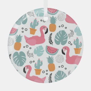 Tropical fruits: repeating pattern. glass tree decoration