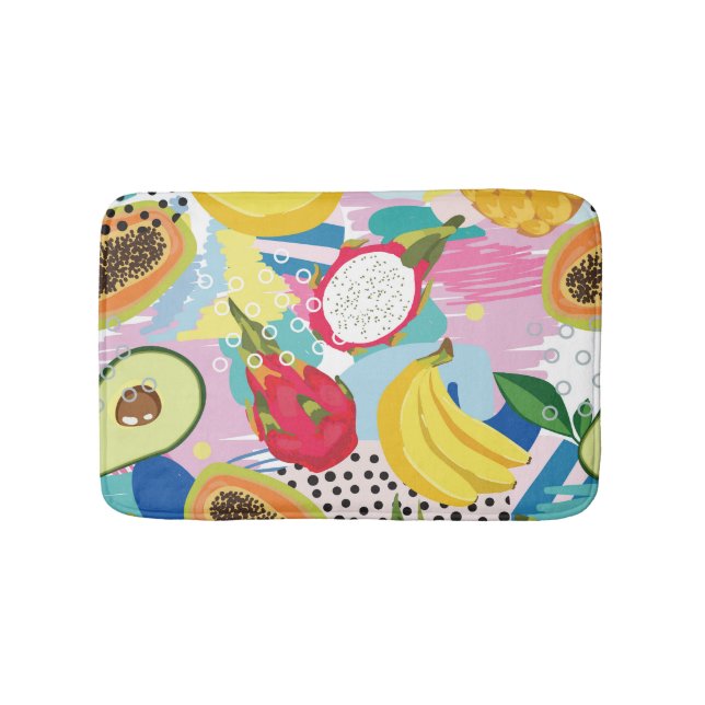 Tropical Fruits, Seamless Vintage Pattern. Bath Mat (Front)