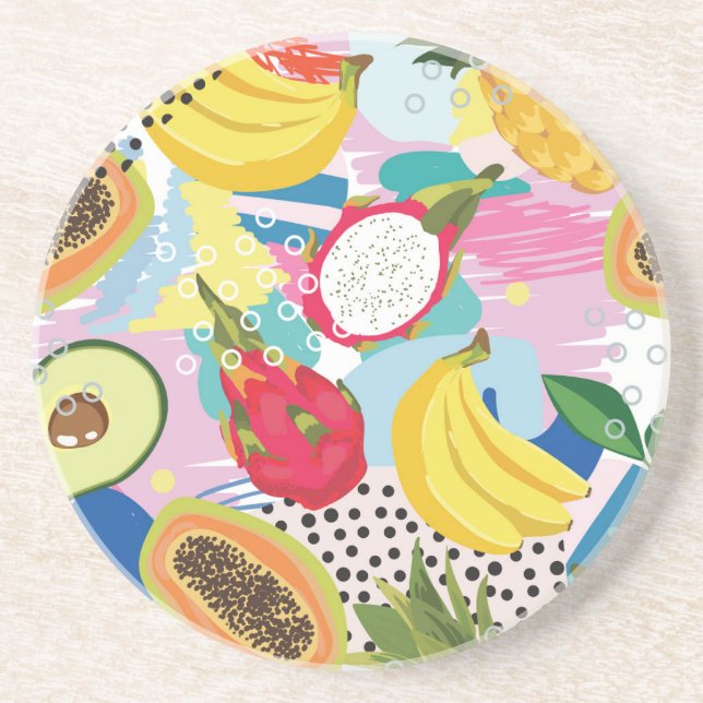 Tropical Fruits, Seamless Vintage Pattern. Coaster (Front)