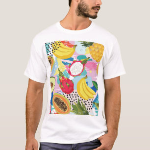 Tropical Fruits, Seamless Vintage Pattern. T-Shirt