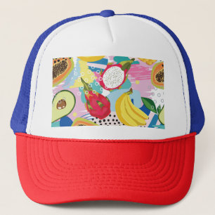 Tropical Fruits, Seamless Vintage Pattern. Trucker Hat