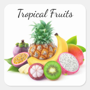 Tropical fruits square sticker
