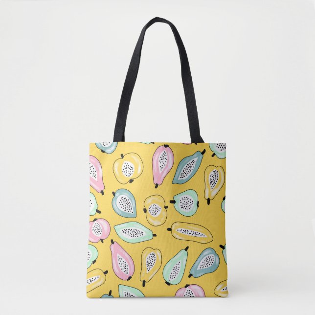 Tropical Fruits: Vibrant Print Pattern Tote Bag (Front)