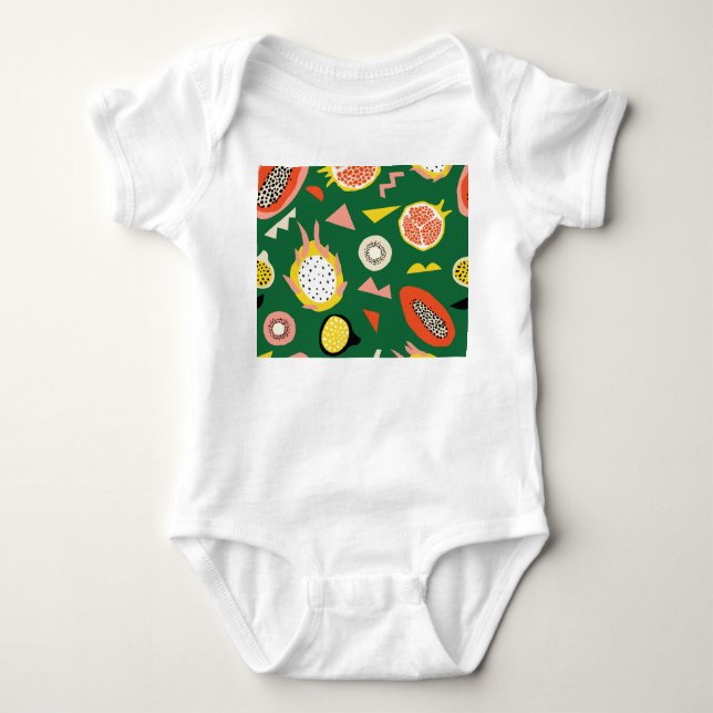 Tropical fruits: vibrant seamless pattern. baby bodysuit (Front)
