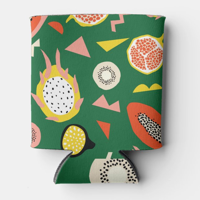 Tropical fruits: vibrant seamless pattern. can cooler (Front)