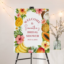 Tropical Fruits Watercolor Hawaiian Bridal Shower