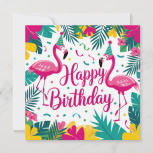 Tropical Fun Flamingo Birthday Design Invitation