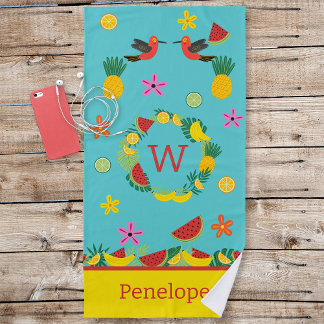 Tropical Fun Fruit and Flowers Beach Towel