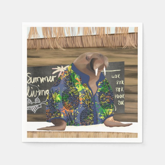 Tropical Fun Hawaiian Walrus Napkin (Front)