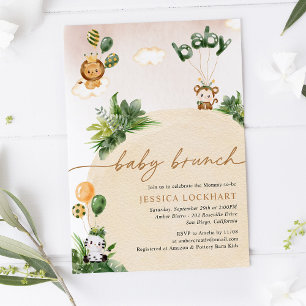 Tropical Fun Jungle Safari Girl Baby Brunch Shower Invitation