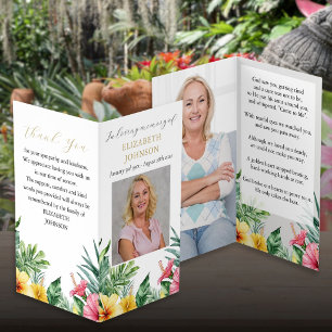 Tropical Funeral Memorial Photo Prayer Poem Cards