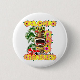 Tropical Funny Aloha Beaches Hawaiian Tiki 6 Cm Round Badge
