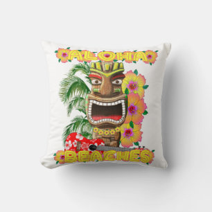 Tropical Funny Aloha Beaches Hawaiian Tiki Cushion